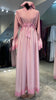 Baby Pink A-Line Premium Nida and Chiffon combination Abaya Dress with lace lining and stones