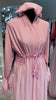 Baby Pink A-Line Premium Nida and Chiffon combination Abaya Dress with lace lining and stones