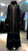 Black Elegant Umbrella-Cut Nida Abaya with Gold Stone Lining