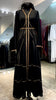 Black Elegant Umbrella-Cut Nida Abaya with Gold Stone Lining