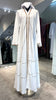 White Elegant Umbrella-Cut Nida Abaya with Gold Stone Lining