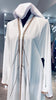 White Elegant Umbrella-Cut Nida Abaya with Gold Stone Lining