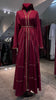 Grenadine Red Elegant Umbrella-Cut Nida Abaya with Gold Stone Lining