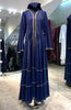 Navy Blue Elegant Umbrella-Cut Nida Abaya with Gold Stone Lining