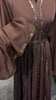 Mocha Brown Elegant Umbrella-Cut Nida Abaya with Gold Stone Lining