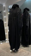 Black Farasha Robe with full Upper Stone Embellishment and Long-Sleeve Inner