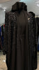 Black Farasha Robe with full Upper Stone Embellishment and Long-Sleeve Inner