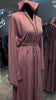 Baby Pink Elegant Umbrella-Cut Nida Abaya with Gold Stone Lining