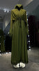 Olive Green A-Line Nida and Chiffon combination Abaya Dress with lace lining and stones