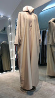 Beige Farasha Robe with full Upper Stone Embellishment and Long-Sleeve Inner