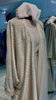 Beige Farasha Robe with full Upper Stone Embellishment and Long-Sleeve Inner