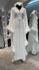 White Luxurious Nida Farasha Abaya Dress with Pleated Organza accent