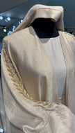Beige Shimmery 4Pcs set Abaya Set with Beadwork