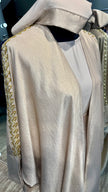 Beige Shimmery 4Pcs set Abaya Set with Beadwork