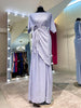 Metallic Blue Premium Harir Maqsoud Wrap Style Abaya Set