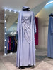 Metallic Blue Premium Harir Maqsoud Wrap Style Abaya Set