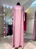 Baby Pink Premium Harir Maqsoud Wrap Style Abaya Set