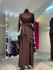 Chocolate Brown Premium Harir Maqsoud Wrap Style Abaya Set