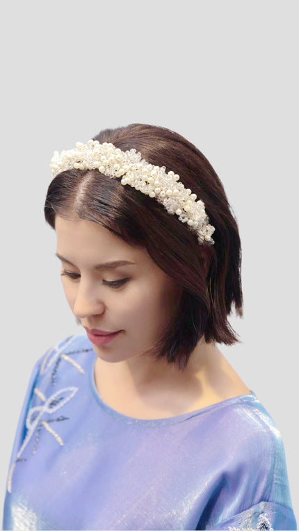 Handmade Headband with pearl beads.