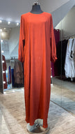 Rust Color Casual Abaya Dress which can also  be used as Inner with side pocket.