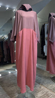 2 Tone Pink Casual Farasha Abaya Dress with Pockets and Matching Hijab