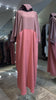 2 Tone Pink Casual Farasha Abaya Dress with Pockets and Matching Hijab