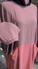 2 Tone Pink Casual Farasha Abaya Dress with Pockets and Matching Hijab