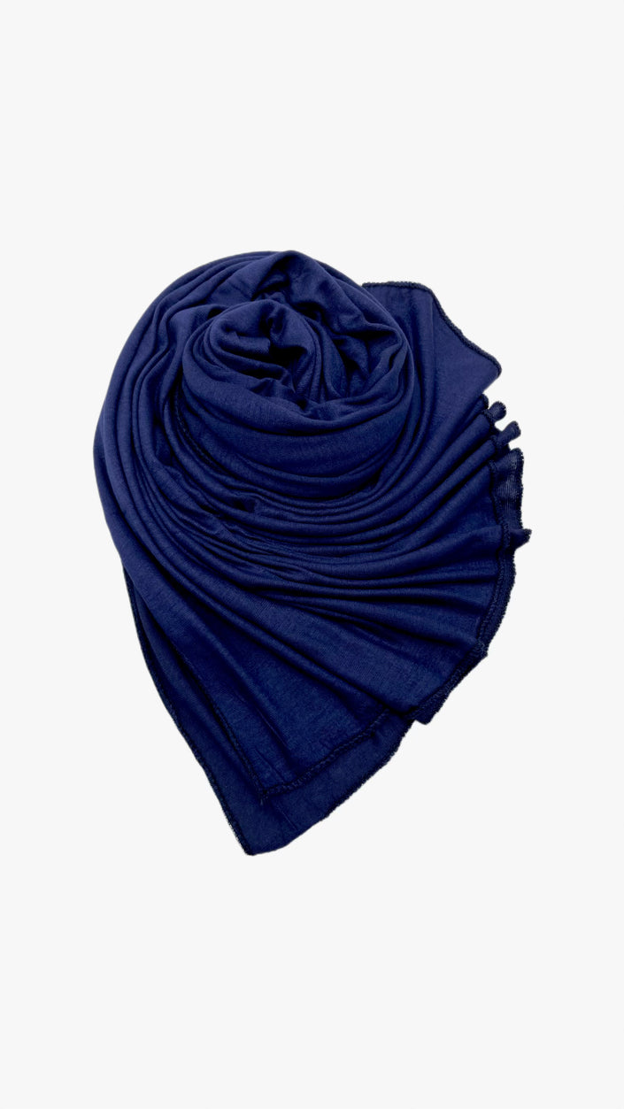 Cotton Blend Jersey Hijab in Navy Blue