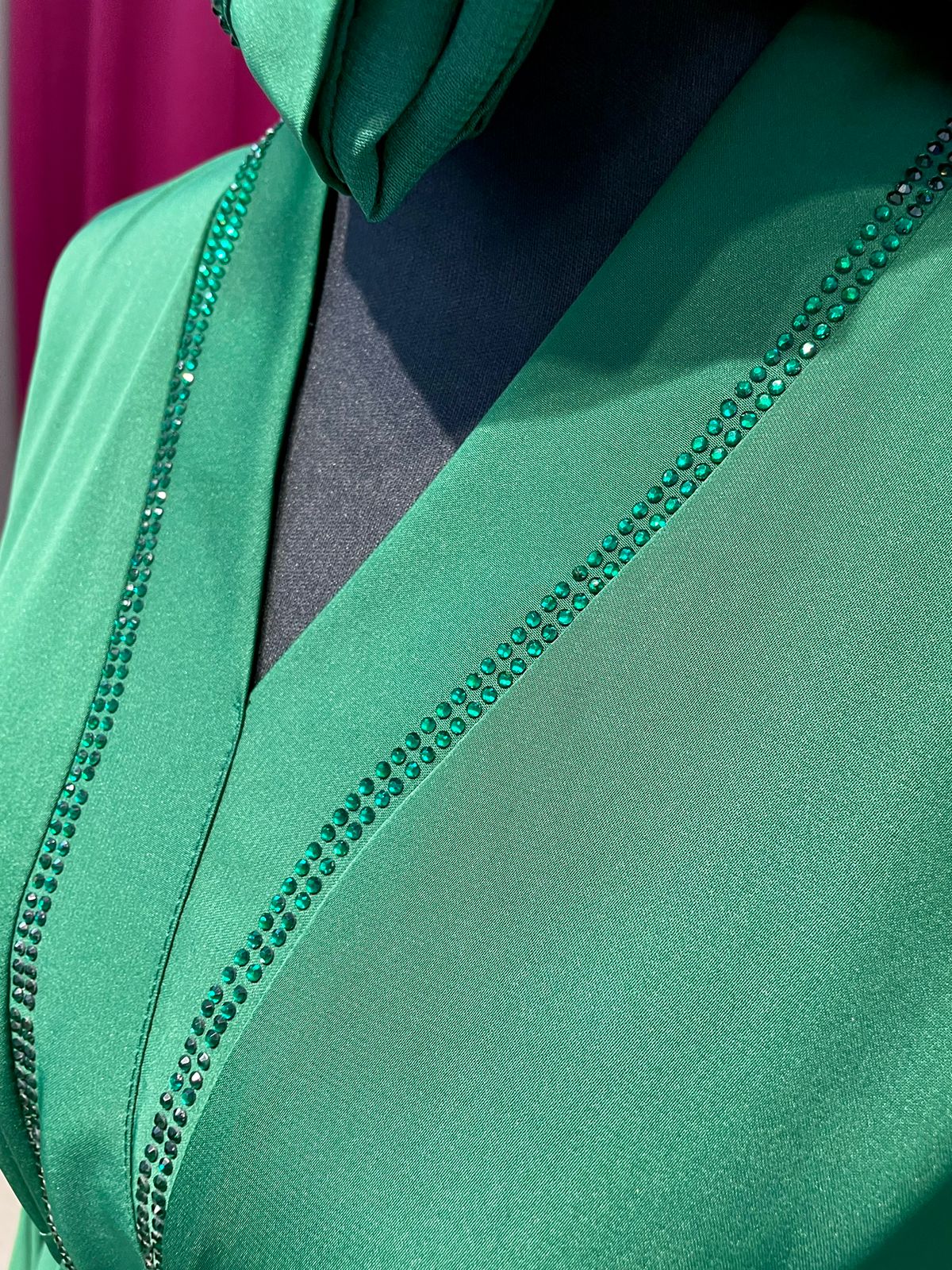 Emerald Green A-Line Premium Nida & Chiffon combination Abaya Dress