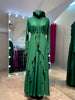 Emerald Green A-Line Premium Nida & Chiffon combination Abaya Dress