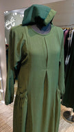 Forest Green Casual  Abaya Dress with Exposed pockets.