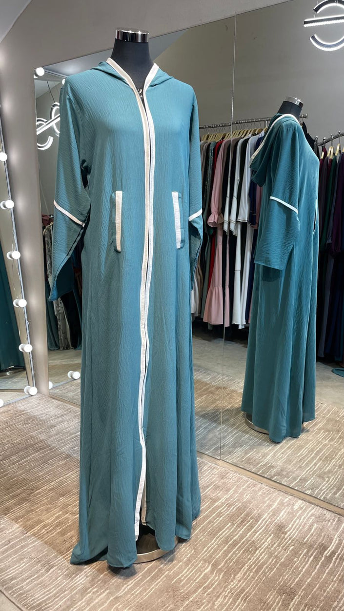 Turquoise Color Hoodie Sport Abaya Dress.