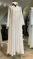 White Luxurious Silky Zoom Abaya with Gold Stone Lining