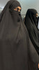 High Quality Black CY Crinkle Fabric Khimar set with Pull on Niqab