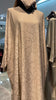 Golden Mocha Brown Farasha Abaya with full front Stone work.