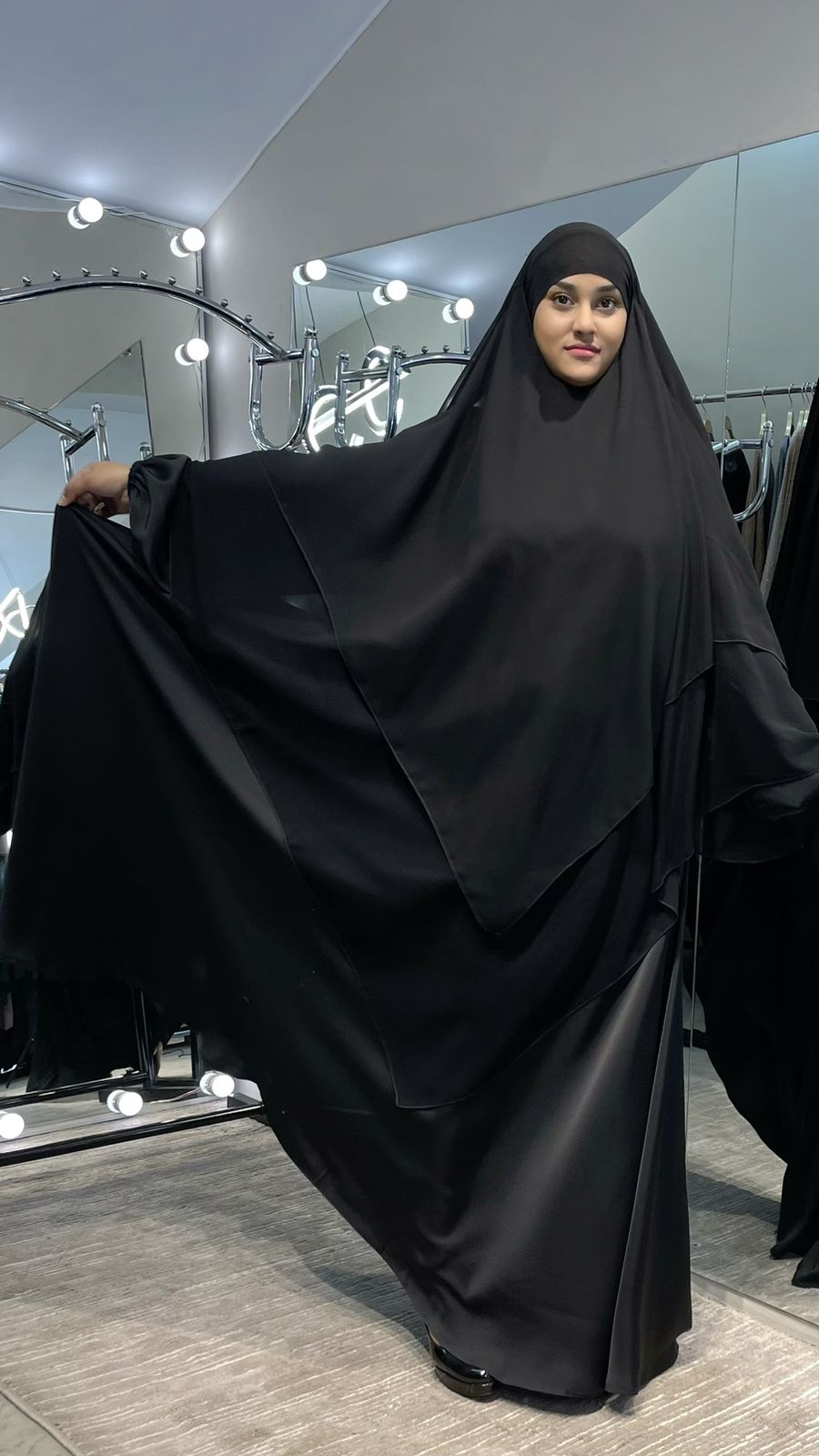 Premium Quality Black Silky Zoom and Indonesian Chiffon Khimar set