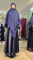 Premium Quality Navy Blue Silky Zoom and Indonesian Chiffon Khimar set