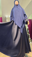 Premium Quality Navy Blue Silky Zoom and Indonesian Chiffon Khimar set