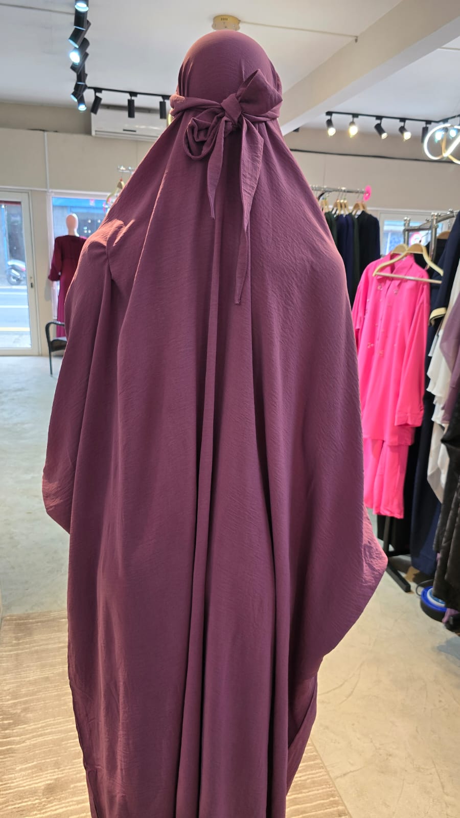 High Quality Dusty Pink CY Crinkle Fabric Khimar