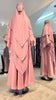 Premium Quality Pink Silky Zoom and Indonesian Chiffon 3 Layers  Khimar set