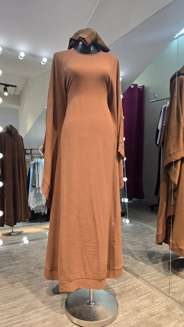 Light Brown Color Butterfly cut Casual Abaya Dress.