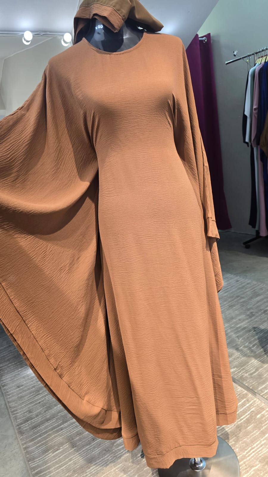 Light Brown Color Butterfly cut Casual Abaya Dress.