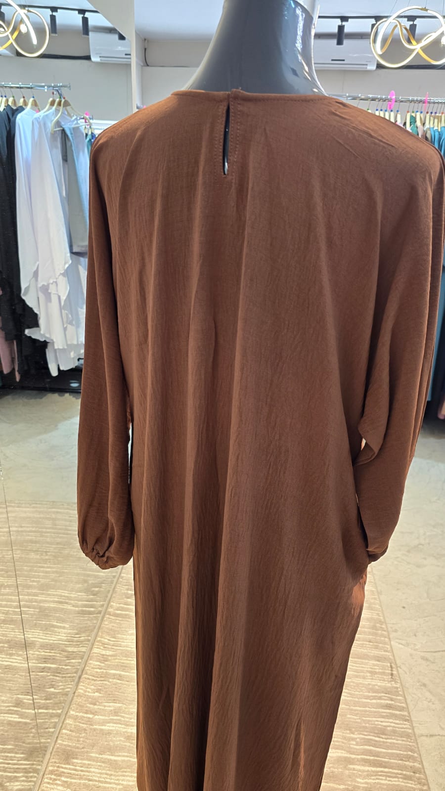 Brown Color Two side pockets Casual Abaya Dress/Inner