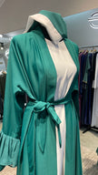 Green Pleated Robe Abaya Dress