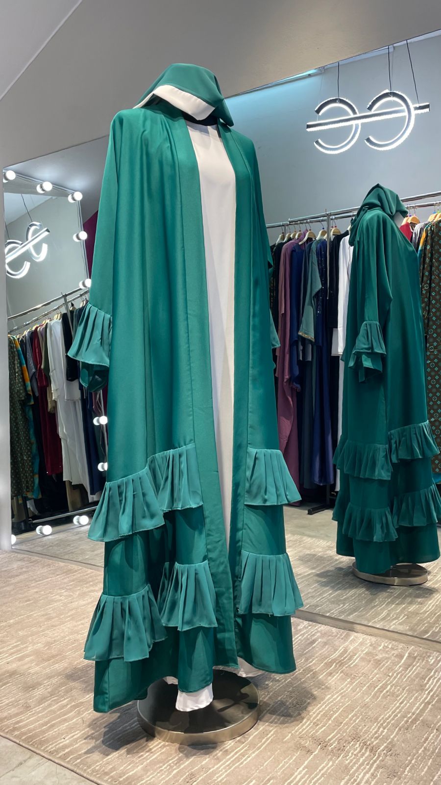 Green Pleated Robe Abaya Dress