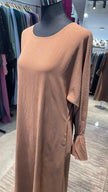 Cacao Brown Color Ruffle Sleeves Casual Abaya Dress/Inner