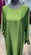 Olive green Color Nida Fabric Ruffle Sleeves Casual Abaya Dress/Inner.