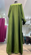 Olive green Color Nida Fabric Ruffle Sleeves Casual Abaya Dress/Inner.