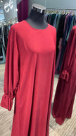 Maroon Color Ruffle Sleeves Casual Abaya Dress/Inner.