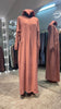 Peachy pink Casual Abaya Dress with Exposed pockets.